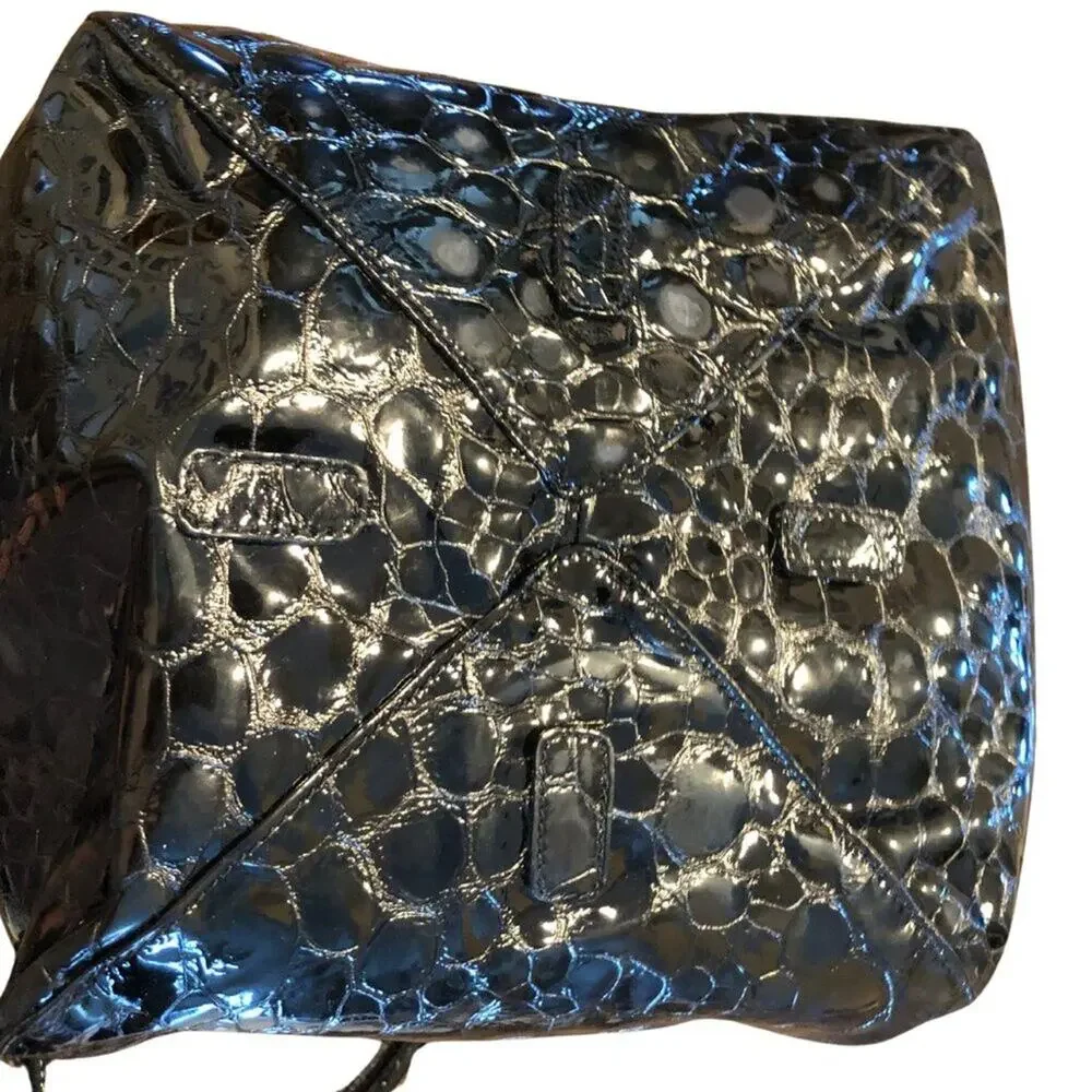 Donald Pliner Black Tortoise Leather Purse Handbag New Large Tote Shopper $795